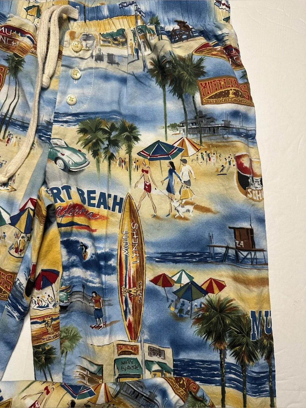 Newport Beach Scenic Print Beach Lounge Pants Size Medium